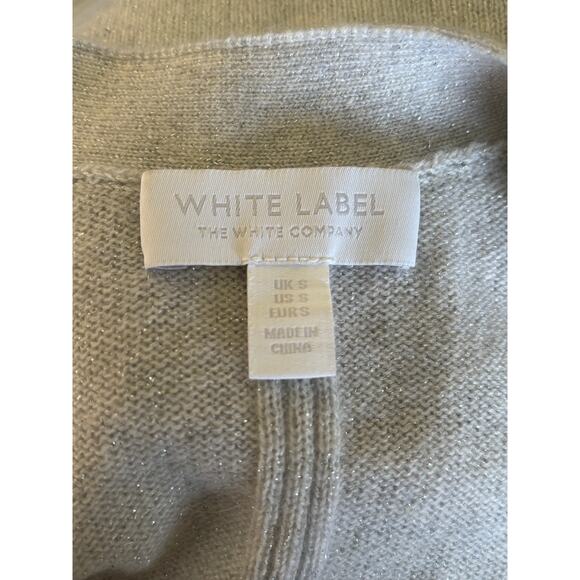 White Label The White Company Metallic Grey Cashmere V Neck Sweater - Picture 4 of 5